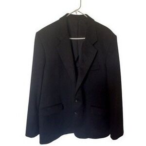 Peter James Mens Black Wool Cashmere Blazer Sport Coat Made in England 44L